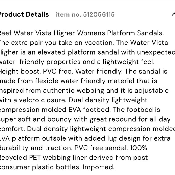 REEF Women’s Water Vista Higher Platform Sandal exclusive color size 10 - Picture 4 of 9